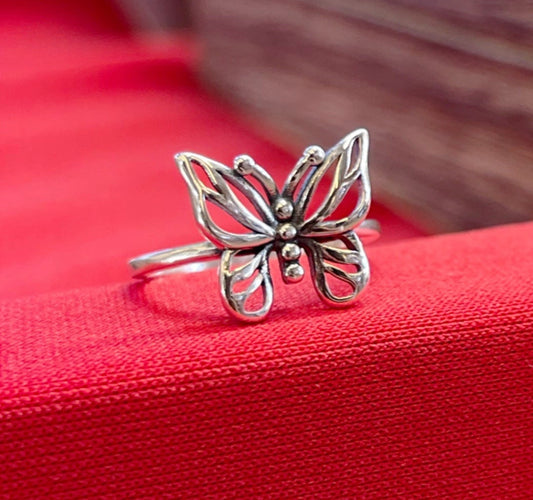 Butterfly sterling silver ring