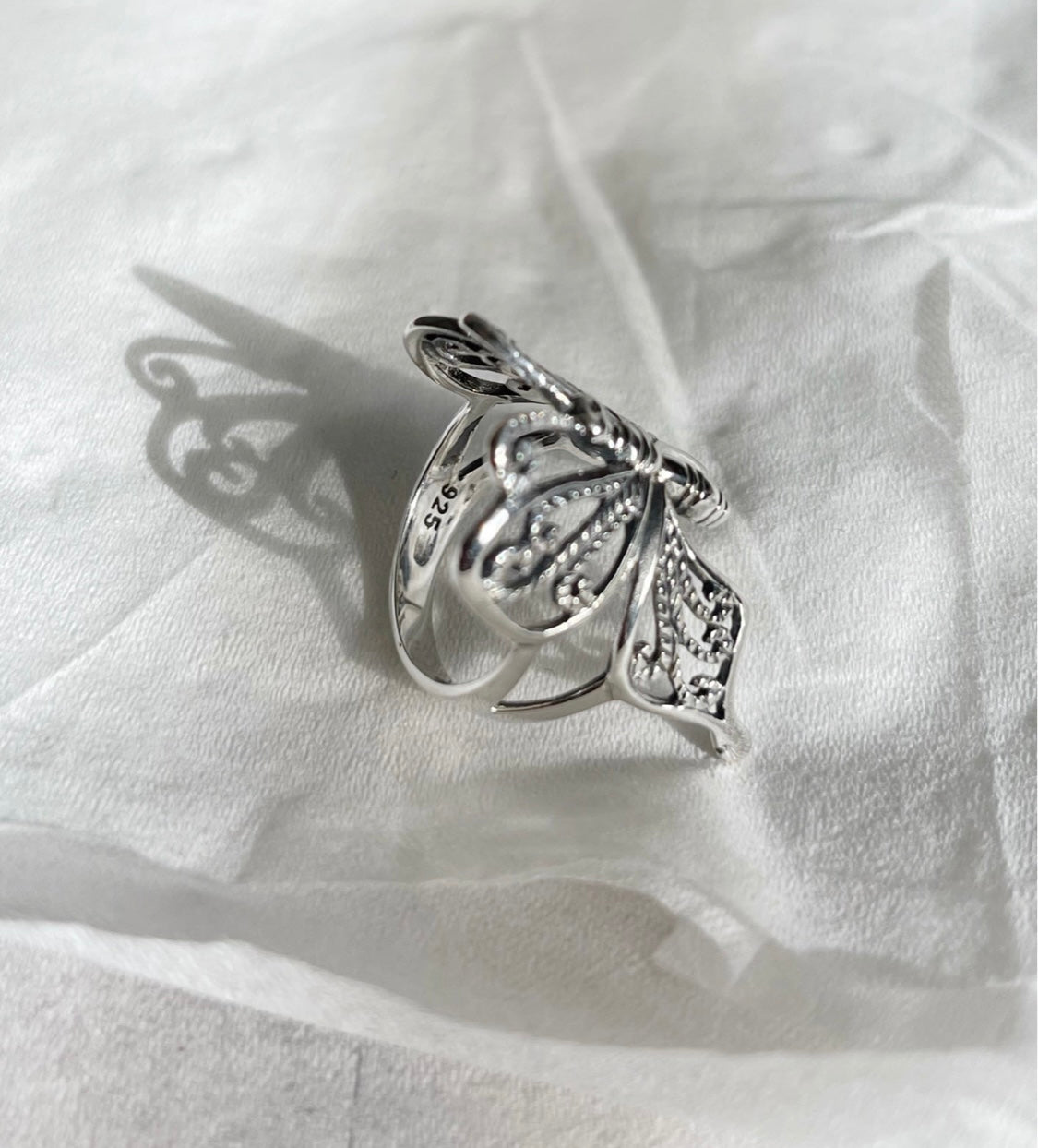 Large Butterfly 925 Sterling Silver ring (Oxidized)