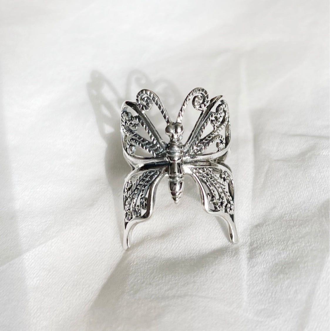 Large Butterfly 925 Sterling Silver ring (Oxidized)