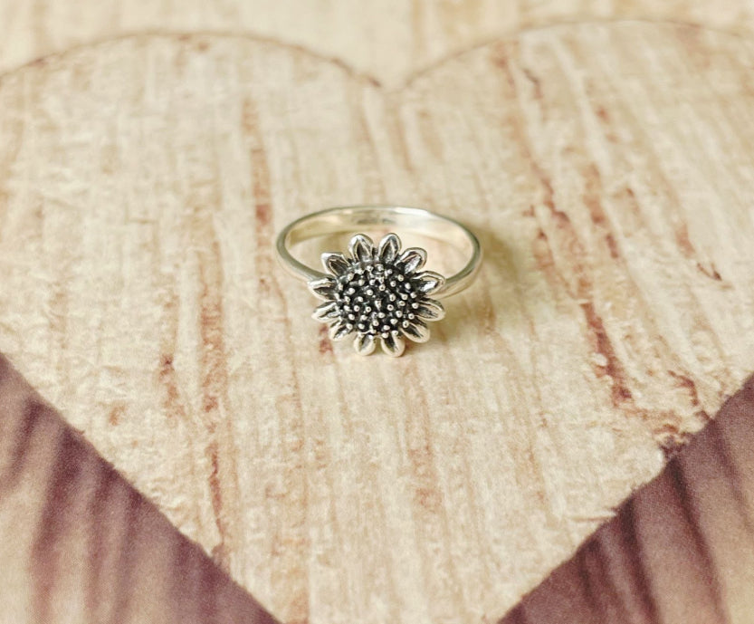 Sunflower sterling silver ring