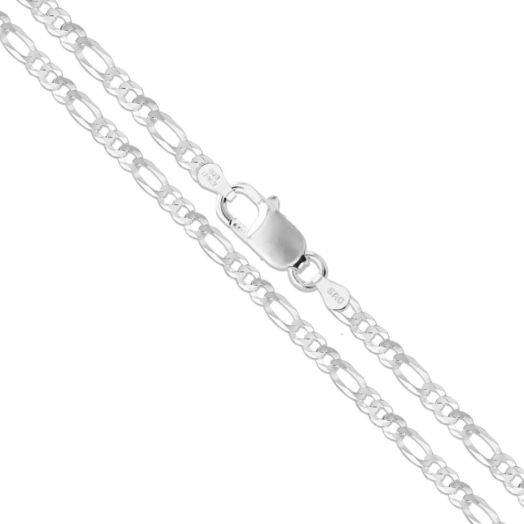 4.5mm - Sterling Silver Flat Figaro Chain Necklace