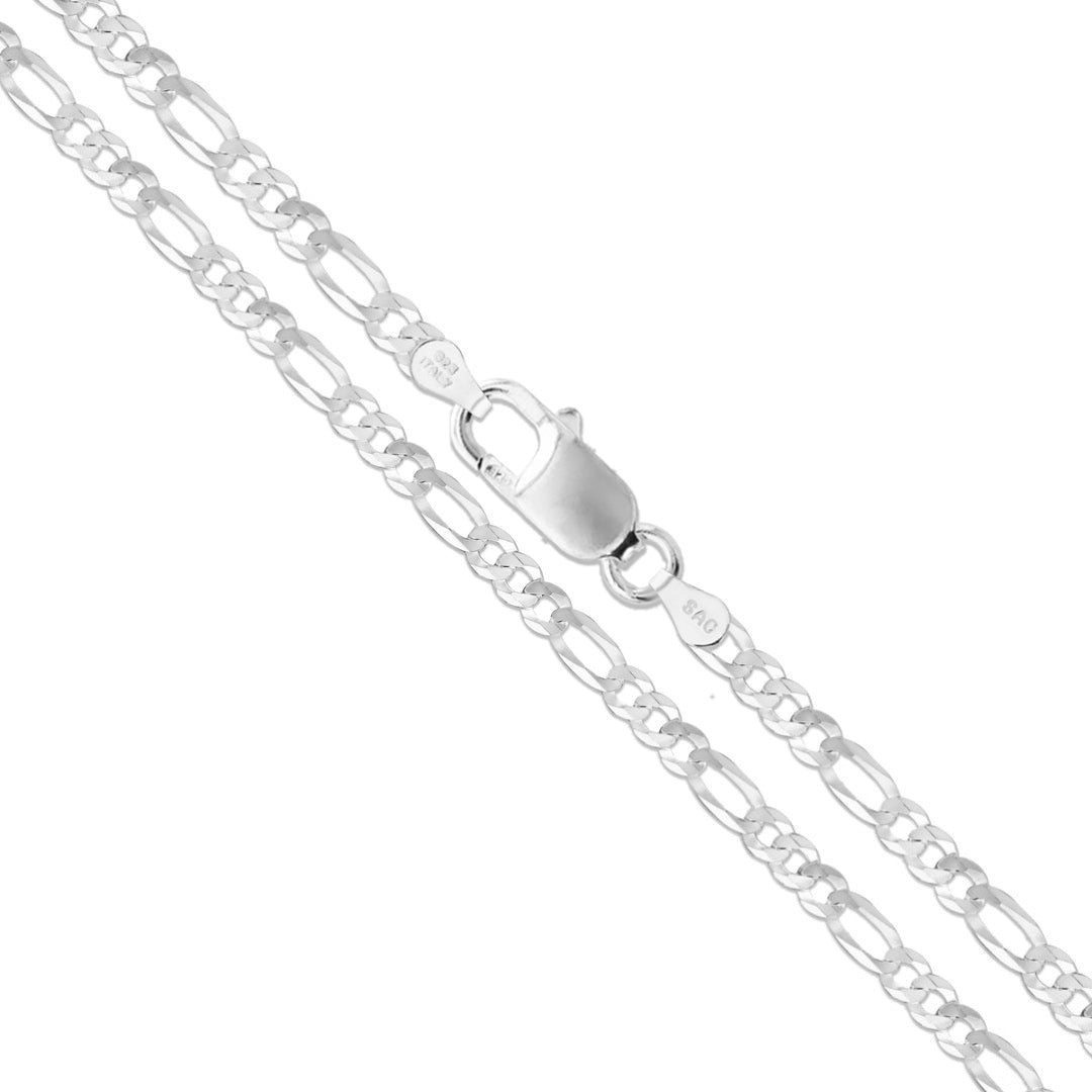 3.8mm Flat Figaro Sterling Silver Chain