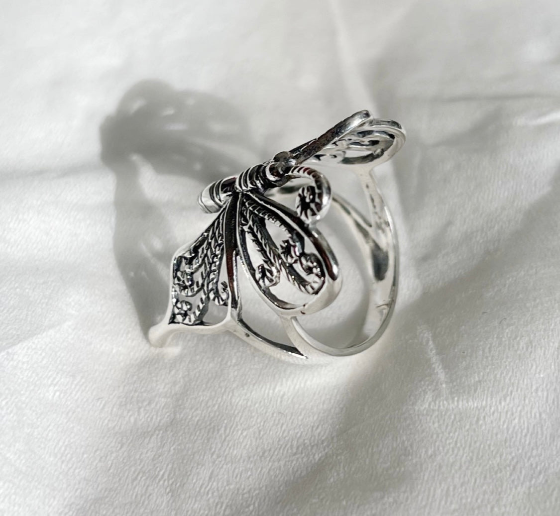 Large Butterfly 925 Sterling Silver ring (Oxidized)